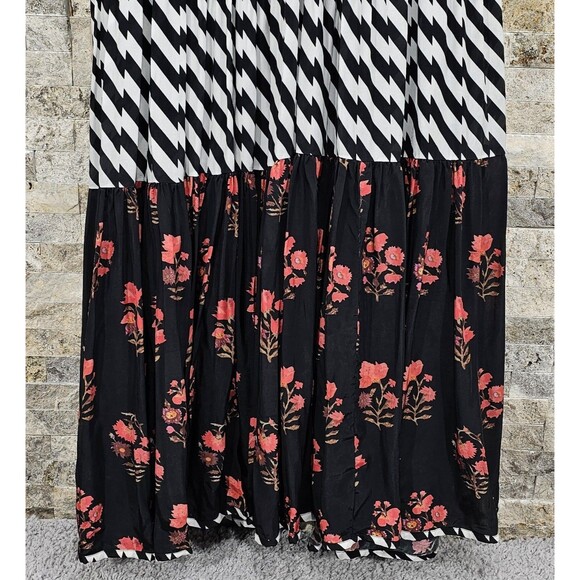 Nikasha Anthropologie Maxi Dress Tiered Floral Boho Maximalist Whimsy Goth Small - Picture 8 of 16